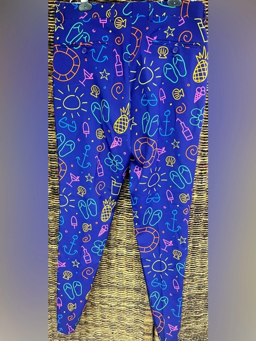 Opposuits- Vibrant Blue Neon-Doodle Dude Print‎ Men's Blazer and pant set